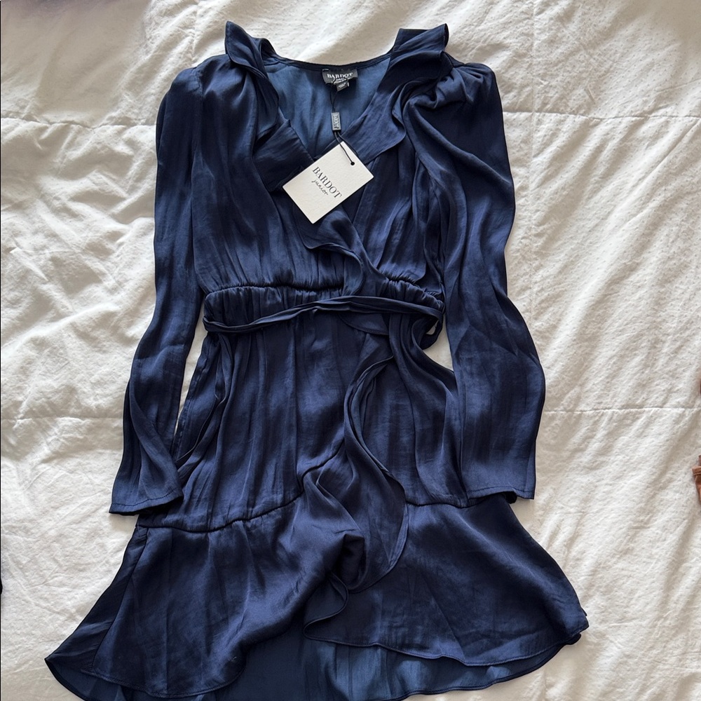 Navy Blue Wrap Dress Bardot Junior